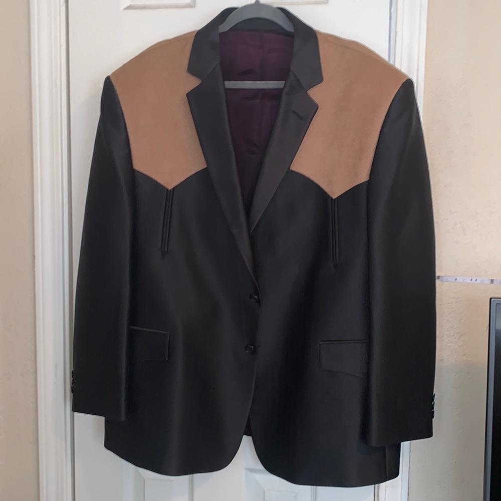 Men's Two-Tone Black and Tan Western-Style Blazer